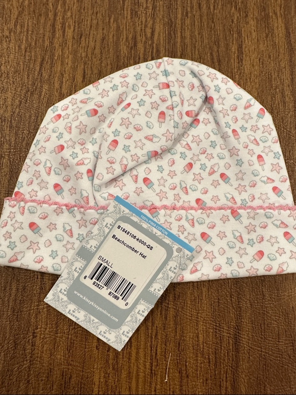 Kissy Kissy Beachcomber Hat for Kids - Pink & Blue Shell Print